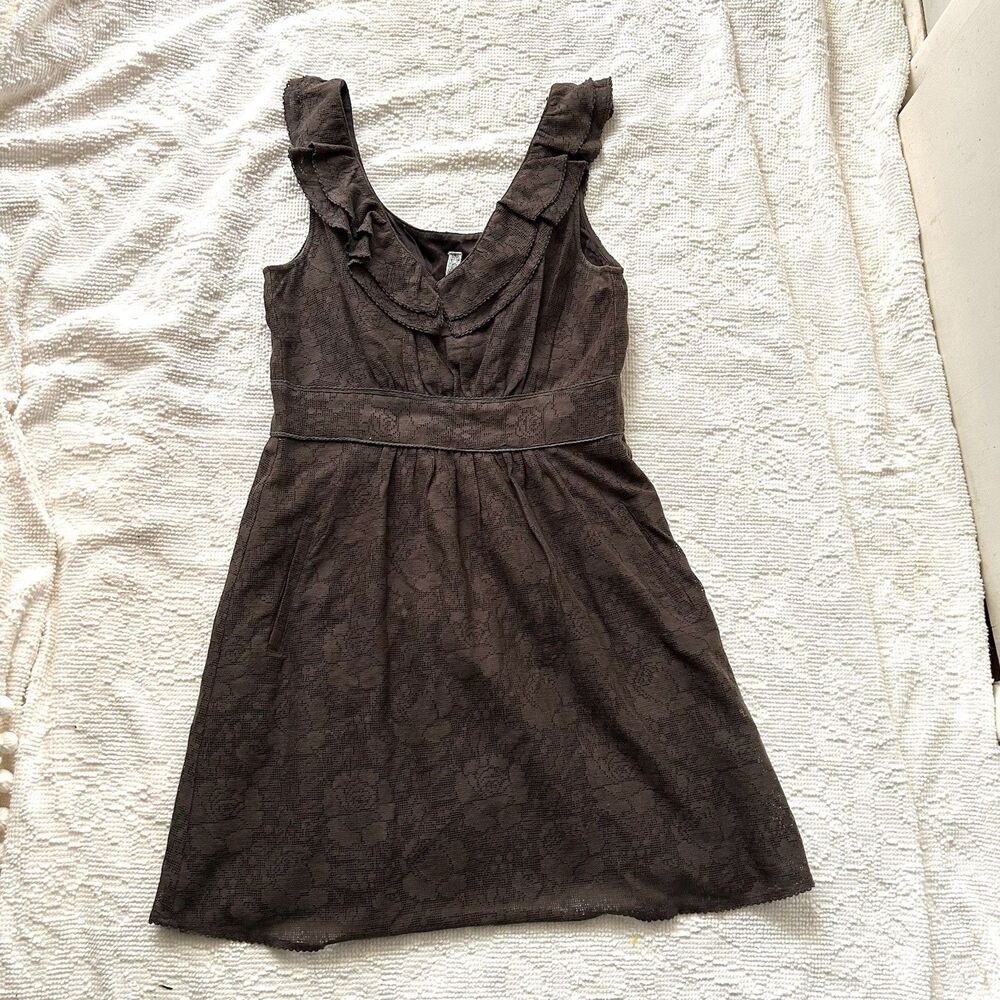 Anthropologie Maeve Dress Sleeveless Lace Gray Size Small Mini Cottagecore Fairy